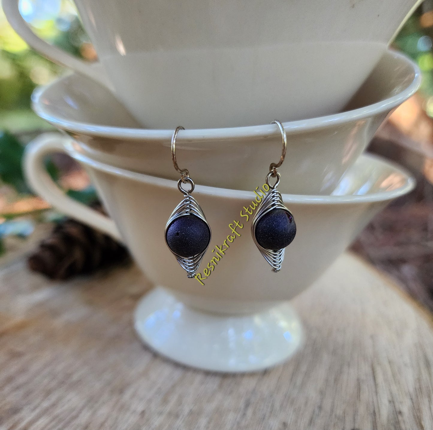 Herringboned Stone Earrings