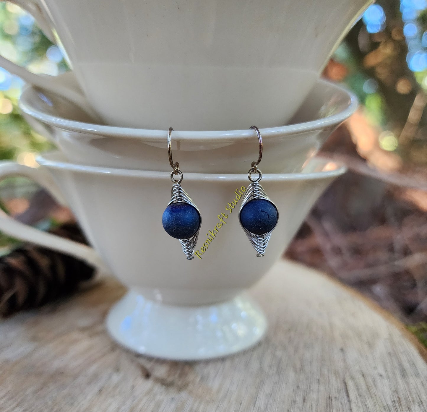 Herringboned Stone Earrings