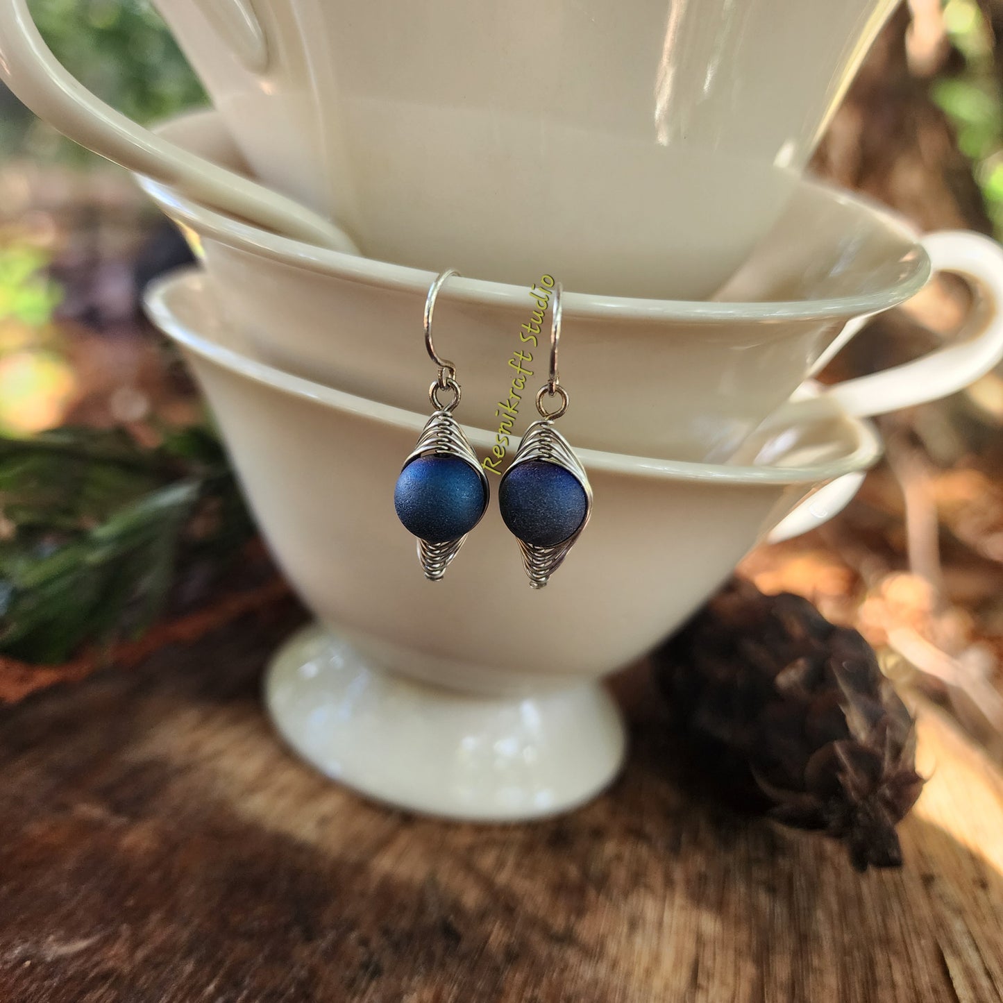 Herringboned Stone Earrings