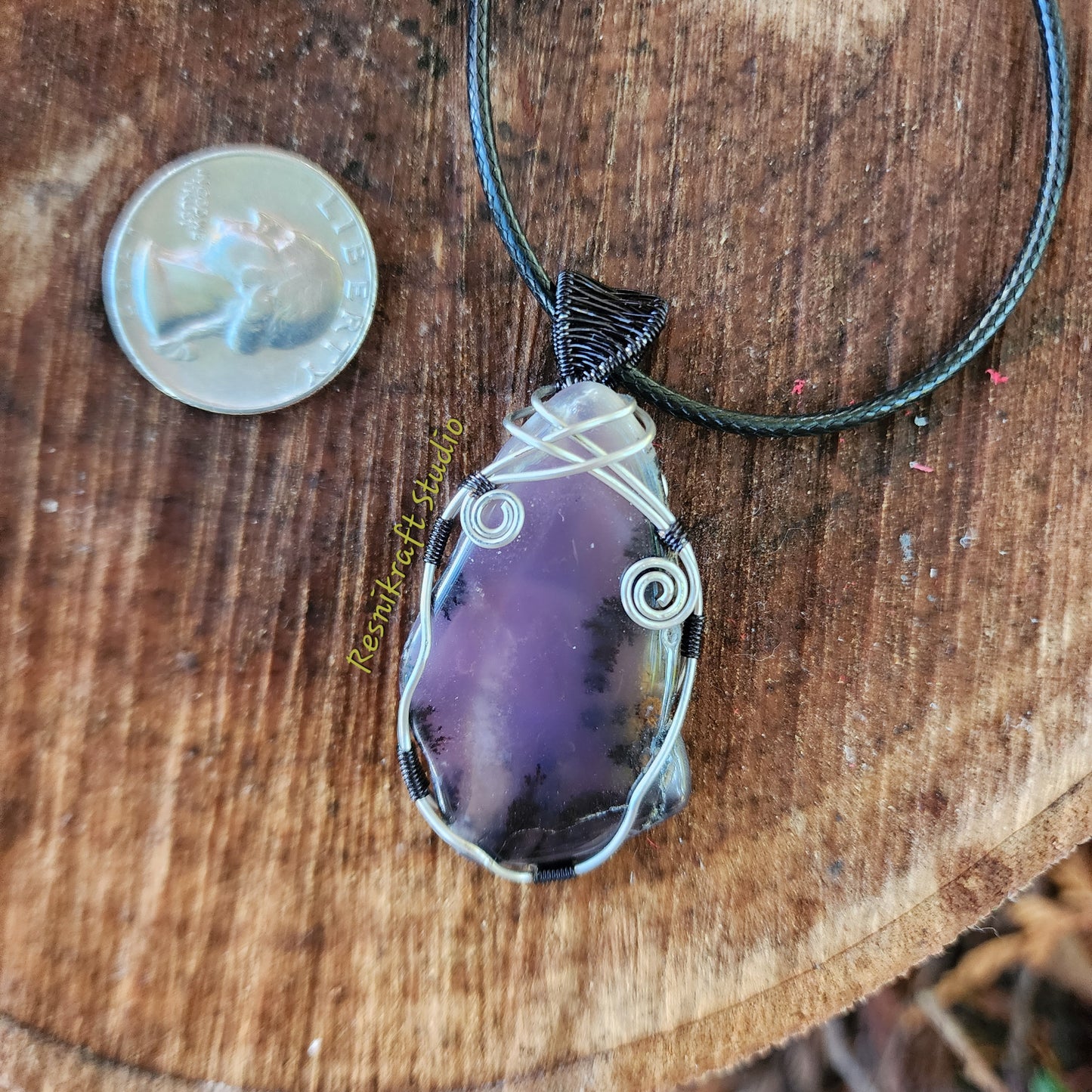 Wire Wrapped Amethyst Sage Chalcedony 2