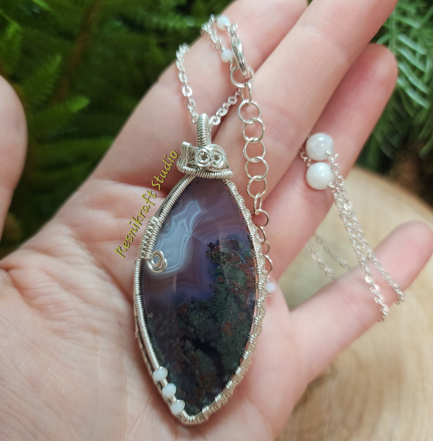 Wire Wrapped Purple Moss Agate