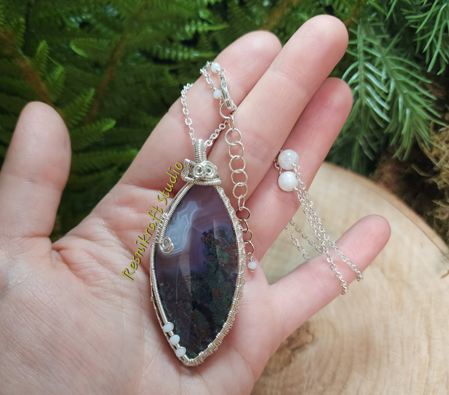 Wire Wrapped Purple Moss Agate