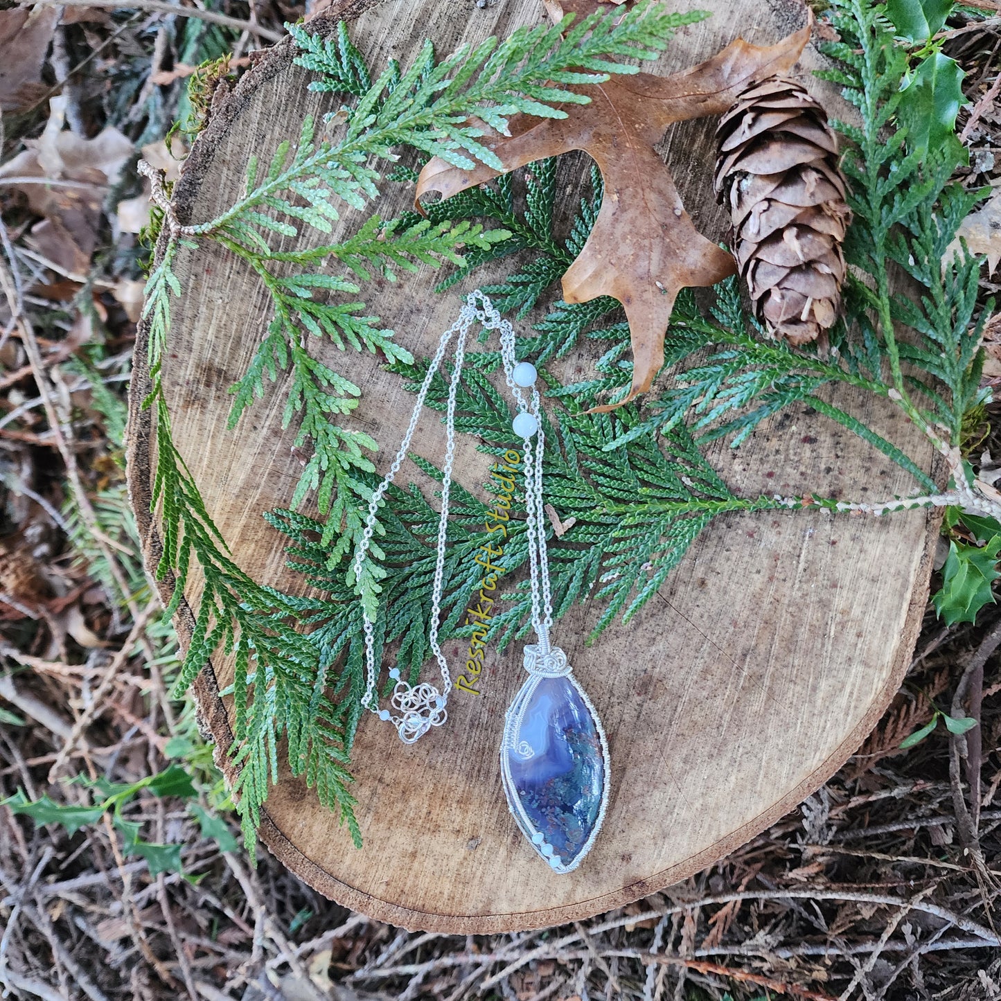Wire Wrapped Purple Moss Agate