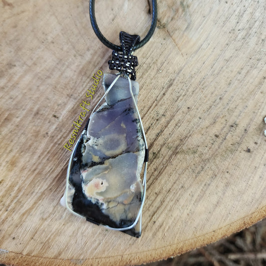 Wire Wrapped Amethyst Sage Chalcedony 1