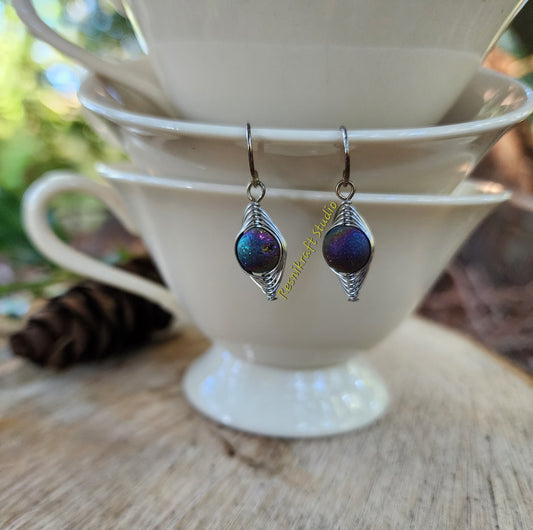 Herringboned Stone Earrings