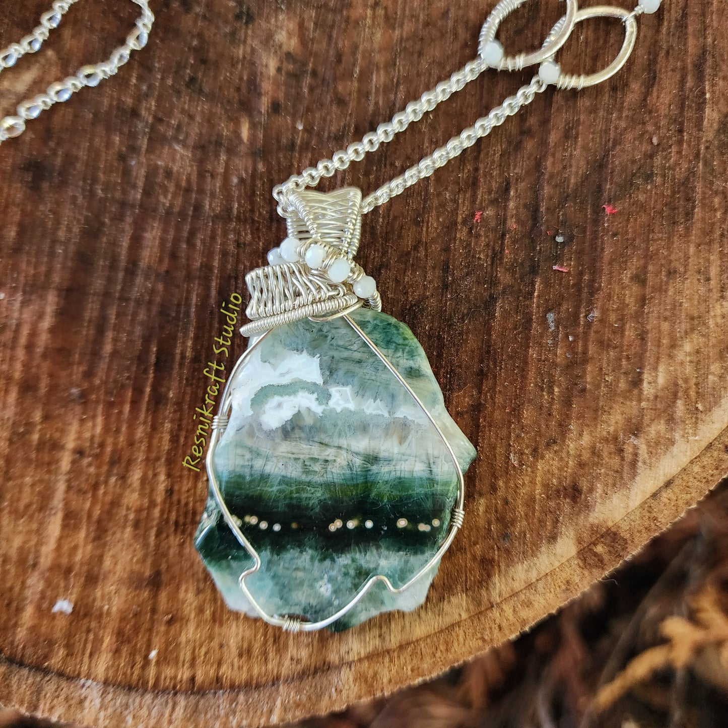 Wire Wrapped Ocean Jasper 1