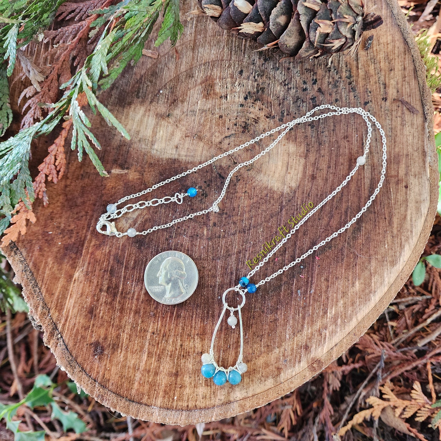 Hammered Stone Drop Necklace