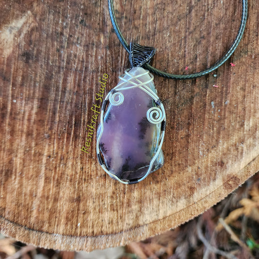 Wire Wrapped Amethyst Sage Chalcedony 2